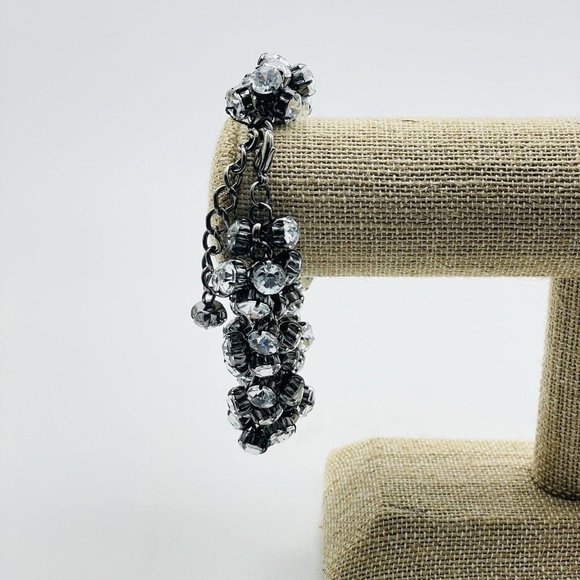 Gunmetal Rhinestone Bauble Bracelet Glam Bling Sparkle Holiday Party Classic - Picture 6 of 6